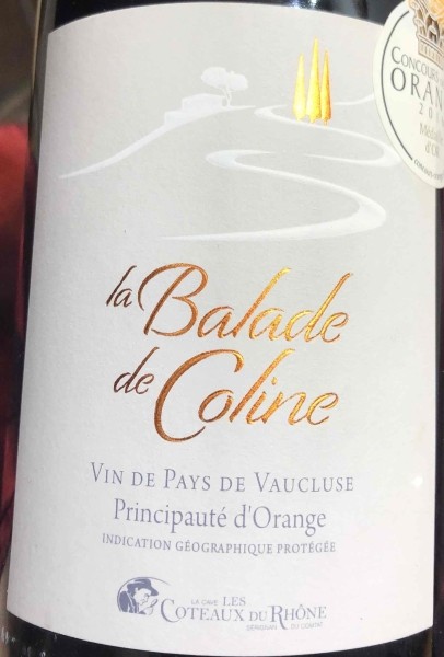 Coteaux du Rhone Serignan du Comtat La Balade de Coline
